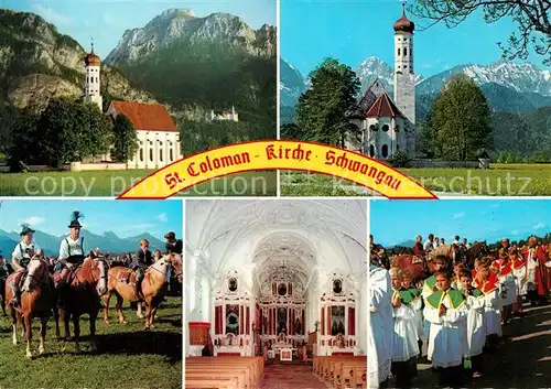 AK / Ansichtskarte Schwangau St Coloman Kirche Inneres Prozession Schwangau