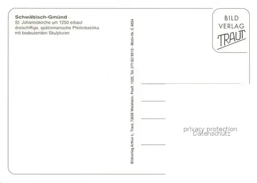AK / Ansichtskarte Schwaebisch_Gmuend St Johanniskirche Pfeilerbasilika mit Skulpturen Schwaebisch Gmuend