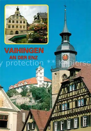 AK / Ansichtskarte Vaihingen_Enz Rathaus Kirche Fachwerkhaus Vaihingen Enz