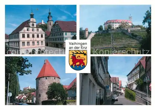 AK / Ansichtskarte Vaihingen_Enz Rathaus Schloss Runder Turm Strasse Vaihingen Enz