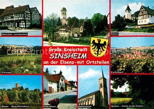 AK / Ansichtskarte Sinsheim_Elsenz Steinsfurt Lerchennest Duehren Ehrstadt Weiler Burg Steinsberg Adersbach Holfenheim Elsenspartie Eschelbach Sinsheim Elsenz