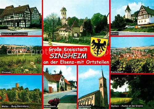 AK / Ansichtskarte Sinsheim_Elsenz Lerchennest Duehren Ehrstadt Eschelbach Burg Steinberg Adersbach Holfenheim Elsenzpartie Sinsheim Elsenz