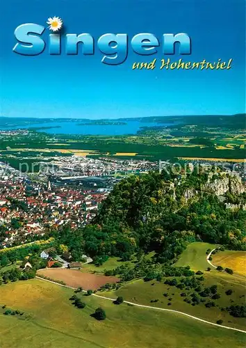 AK / Ansichtskarte Singen_Hohentwiel Blick auf Stadt Hohentwiel und Bodensee Singen Hohentwiel