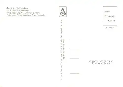 AK / Ansichtskarte Sinzig mit Bad Bodendorf und Westum Feltenturm Barbarossa Schloss und Marktplatz Sinzig