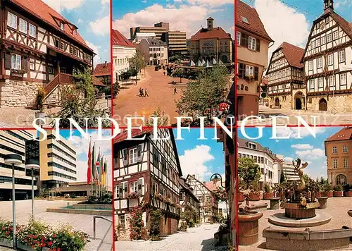 AK / Ansichtskarte Sindelfingen Fachwerkhaeuser Altes Rathaus Marktplatz Brunnen Sindelfingen