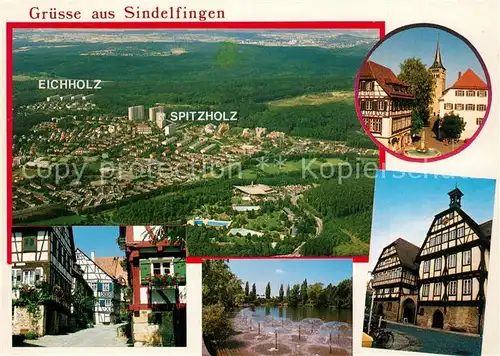 AK / Ansichtskarte Sindelfingen Fliegeraufnahme mit Eichholz und Spitzholz Strasse Markt Fachwerkhaeuser Sindelfingen
