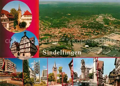 AK / Ansichtskarte Sindelfingen Fliegeraufnahme Kirche Rathaus Saeule Glockenturm Fachwerkhaeuser Sindelfingen