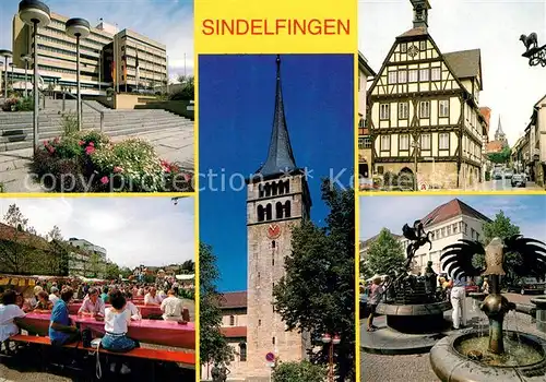 AK / Ansichtskarte Sindelfingen Rathaus Markt Martinskirche Brunnen Sindelfingen