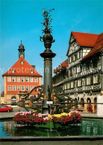 AK / Ansichtskarte Schorndorf_Wuerttemberg Marktbrunnen mit Rathaus Schorndorf Wuerttemberg