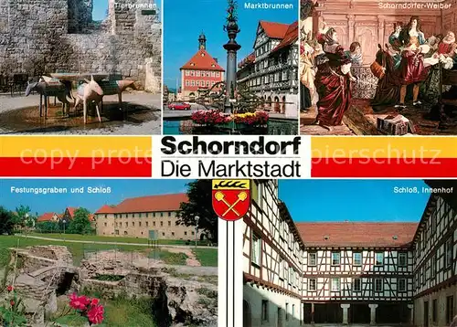 AK / Ansichtskarte Schorndorf_Wuerttemberg Tierbrunnen Marktbrunnen Schorndorfer Weiber Schloss Innenhof Schorndorf Wuerttemberg