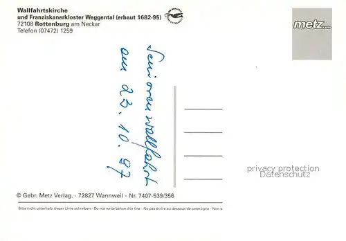 AK / Ansichtskarte Rottenburg_Neckar Wallfahrtskirche Inneres Stadtblick Rottenburg Neckar