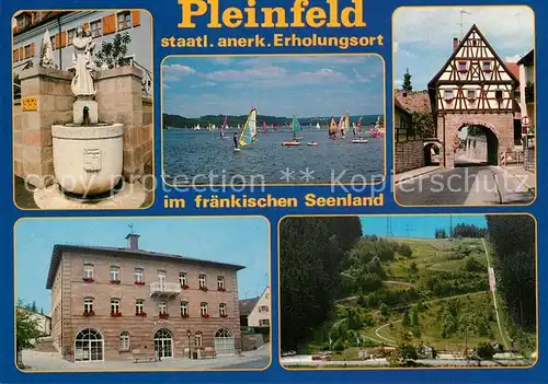 AK / Ansichtskarte Pleinfeld Brunnen Seenland Stadttor Rathaus Sommer Rodelbahn Pleinfeld