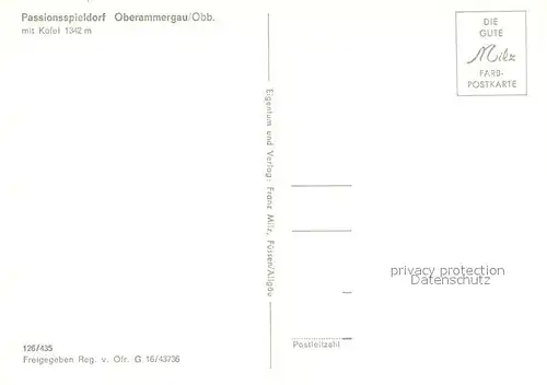 AK / Ansichtskarte Oberammergau mit Kofel Oberammergau