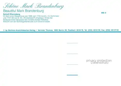 AK / Ansichtskarte Rheinsberg Schloss Rheinsberg am Grienericksee Rheinsberg