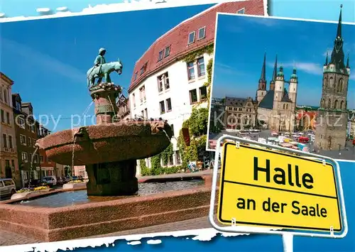 AK / Ansichtskarte Halle_Saale Brunnen Kirche Marktplatz Halle_Saale