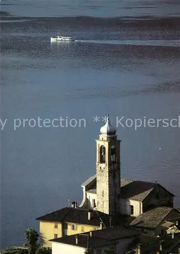 AK / Ansichtskarte Vira_Gambarogno Fliegeraufnahme mit Kirche und Lago Maggiore Vira Gambarogno