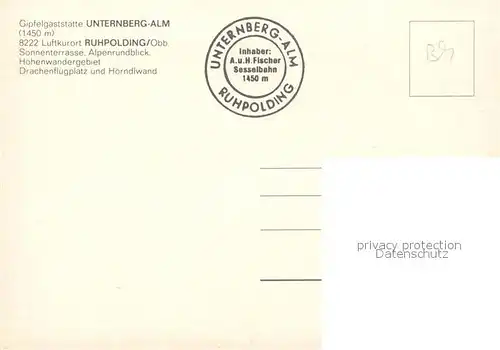 AK / Ansichtskarte Ruhpolding Unternberg Alm Sonnenterrasse Drachenflugplatz und Hoerndlwand Ruhpolding