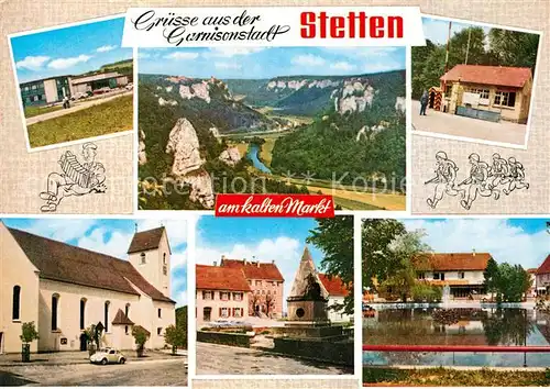 AK / Ansichtskarte Stetten_kalten_Markt Panorama Garnison Kirche Marktplatz Teich Stetten_kalten_Markt