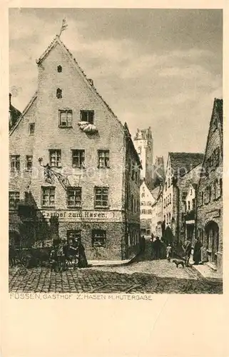 AK / Ansichtskarte Fuessen_Allgaeu Gasthof zum Hasen mit Huttergasse Fuessen Allgaeu