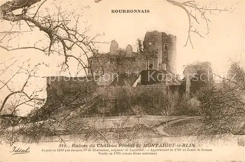 AK / Ansichtskarte Bourbonnais_Region Ruine Chateau Feodal Montaigut le Blin Bourbonnais Region