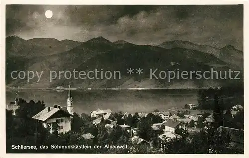 AK / Ansichtskarte Schliersee Panorama Mondschein Schliersee