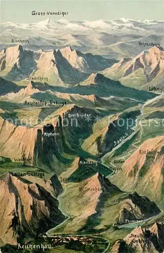 AK / Ansichtskarte Grossvenediger Panoramakarte Reichenhall Kuenstlerkarte Grossvenediger