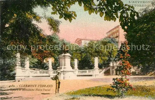 AK / Ansichtskarte Clermont_Ferrand_Puy_de_Dome Square Monument Blaise Pascal Kuenstlerkarte Clermont_Ferrand