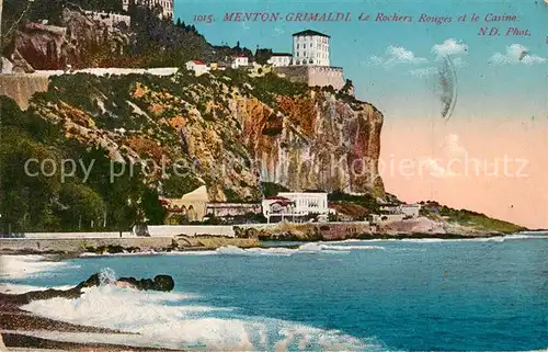 AK / Ansichtskarte Menton_Alpes_Maritimes Grimaldi Le Rochers Rouges Casino Menton_Alpes_Maritimes