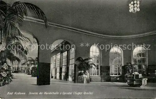 AK / Ansichtskarte Bad_Kudowa_Niederschlesien Wandelhalle innen Sprudel Eugen Quelle Bad_Kudowa