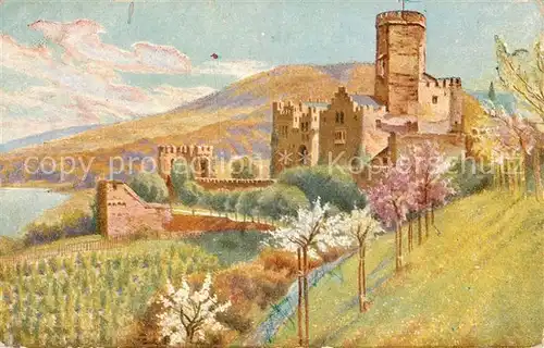 AK / Ansichtskarte Burg_Lahneck Panorama Kuenstlerkarte Burg_Lahneck