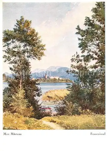 AK / Ansichtskarte Fraueninsel_Chiemsee Schloss Panorama Kuenstler Max Maertens Fraueninsel Chiemsee