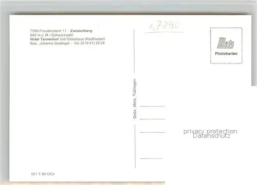 AK / Ansichtskarte Zwieselberg_Freudenstadt Hotel Tannenhof Gaestehaus Waldfrieden Zwieselberg_Freudenstadt