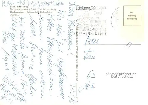 AK / Ansichtskarte Ruhpolding Rauschberghaus Dorfbrunnen Rathaus Ruhpolding