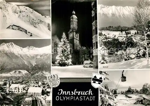 AK / Ansichtskarte Innsbruck Olympiastadt Seilbahn Kirchturm zu Weihnachten Innsbruck