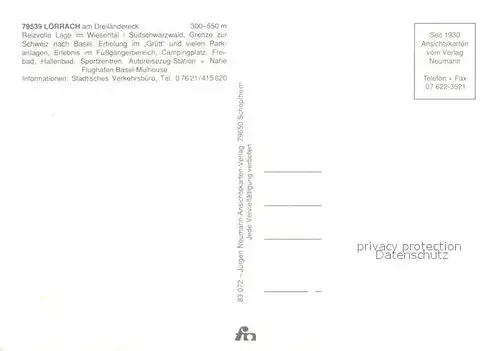 AK / Ansichtskarte Loerrach Fliegeraufnahme Loerrach