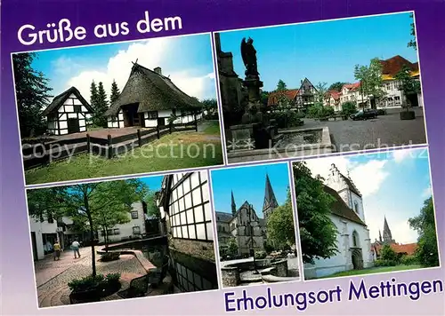 AK / Ansichtskarte Mettingen_Westfalen Bauernhaus Brunnen Kirchen Mettingen_Westfalen
