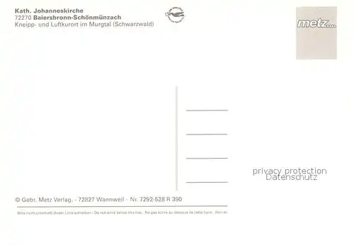 AK / Ansichtskarte Schoenmuenzach Kath Johanneskirche Schoenmuenzach