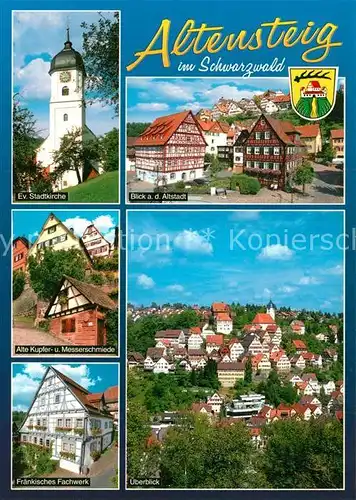 AK / Ansichtskarte Altensteig_Schwarzwald Ev Stadtkirche Altstadt Alte Kupfer und Messerschmiede Fraenk Fachwerk Stadtblick Altensteig_Schwarzwald