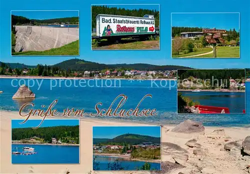 AK / Ansichtskarte Schluchsee Staumauer Rothauswagen Wegweiser Seepartien Schluchsee