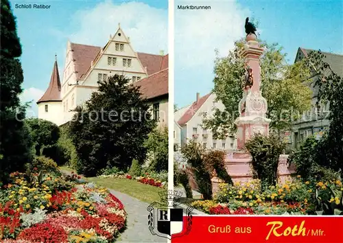 AK / Ansichtskarte Roth_Nuernberg Schloss Ratibor Marktbrunnen Roth Nuernberg