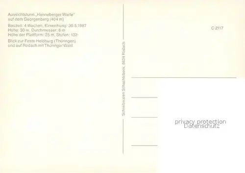 AK / Ansichtskarte Rodach_Bad Aussichtsturm Henneberger Warte Panorama Rodach_Bad