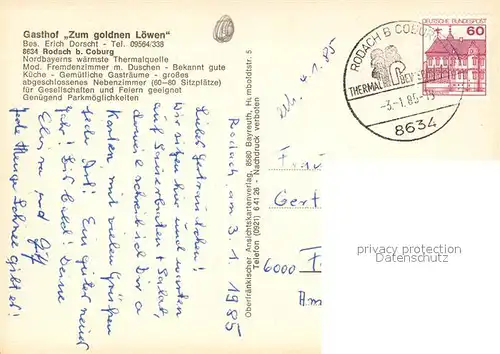 AK / Ansichtskarte Rodach_Coburg Gasthof Zum goldnen Loewen Brunnen Rodach Coburg