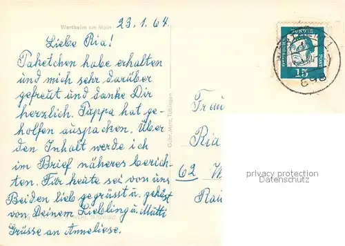 AK / Ansichtskarte Wertheim_Main Fliegeraufnahme Wertheim Main