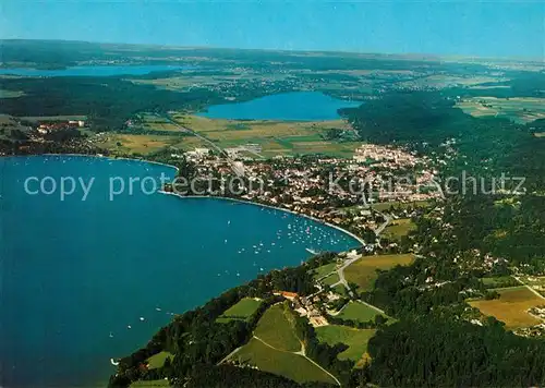 AK / Ansichtskarte Herrsching_Ammersee Fliegeraufnahme Pilsen Woerthsee Herrsching Ammersee