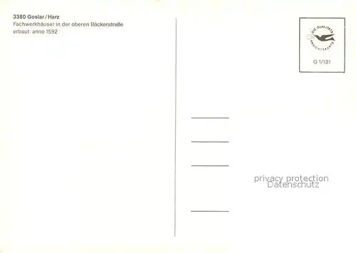 AK / Ansichtskarte Goslar Fachwerkhaeuser Baeckerstrasse Goslar