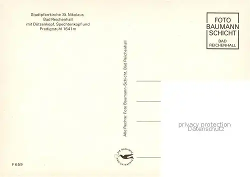 AK / Ansichtskarte Bad_Reichenhall Stadtpfarrkirche Sankt Nikolaus Doetzenkopf Spechtenkopf Bad_Reichenhall