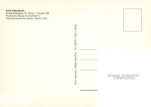 AK / Ansichtskarte Aldersbach Friedhofskapelle Sankt Peter Pfarrkirche Mariae Himmelfahrt Aldersbach