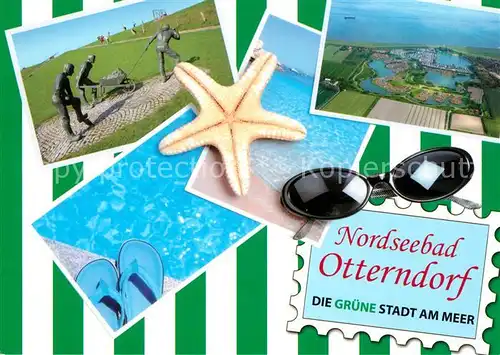 AK / Ansichtskarte Otterndorf_Niederelbe Fliegeraufnahme Seestern Sonnenbrille Denkmal  Otterndorf Niederelbe