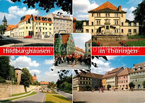 AK / Ansichtskarte Hildburghausen Apostelkirche Stadttheater Theresienfest Stadtmauer Marktplatz Hildburghausen