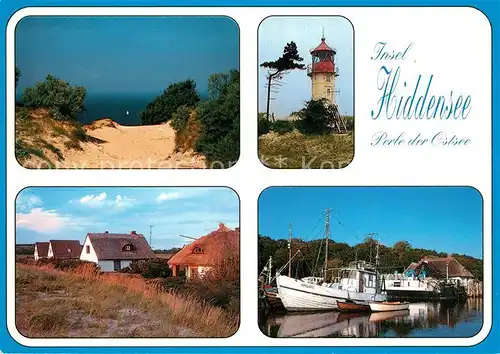 AK / Ansichtskarte Insel_Hiddensee Strandweg Leuchtturm Hafen Reethaeuser Insel Hiddensee